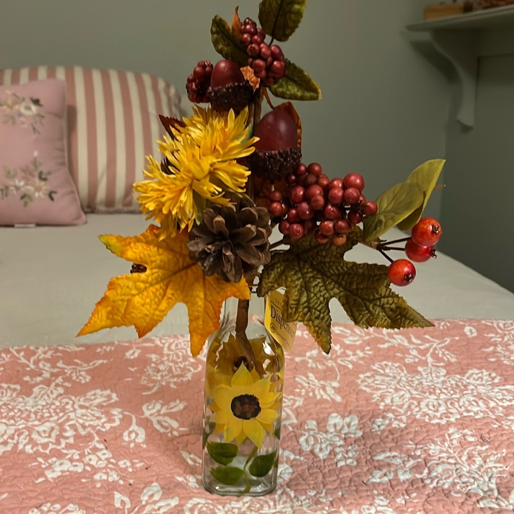 Hand Painted Glass Bottle Floral